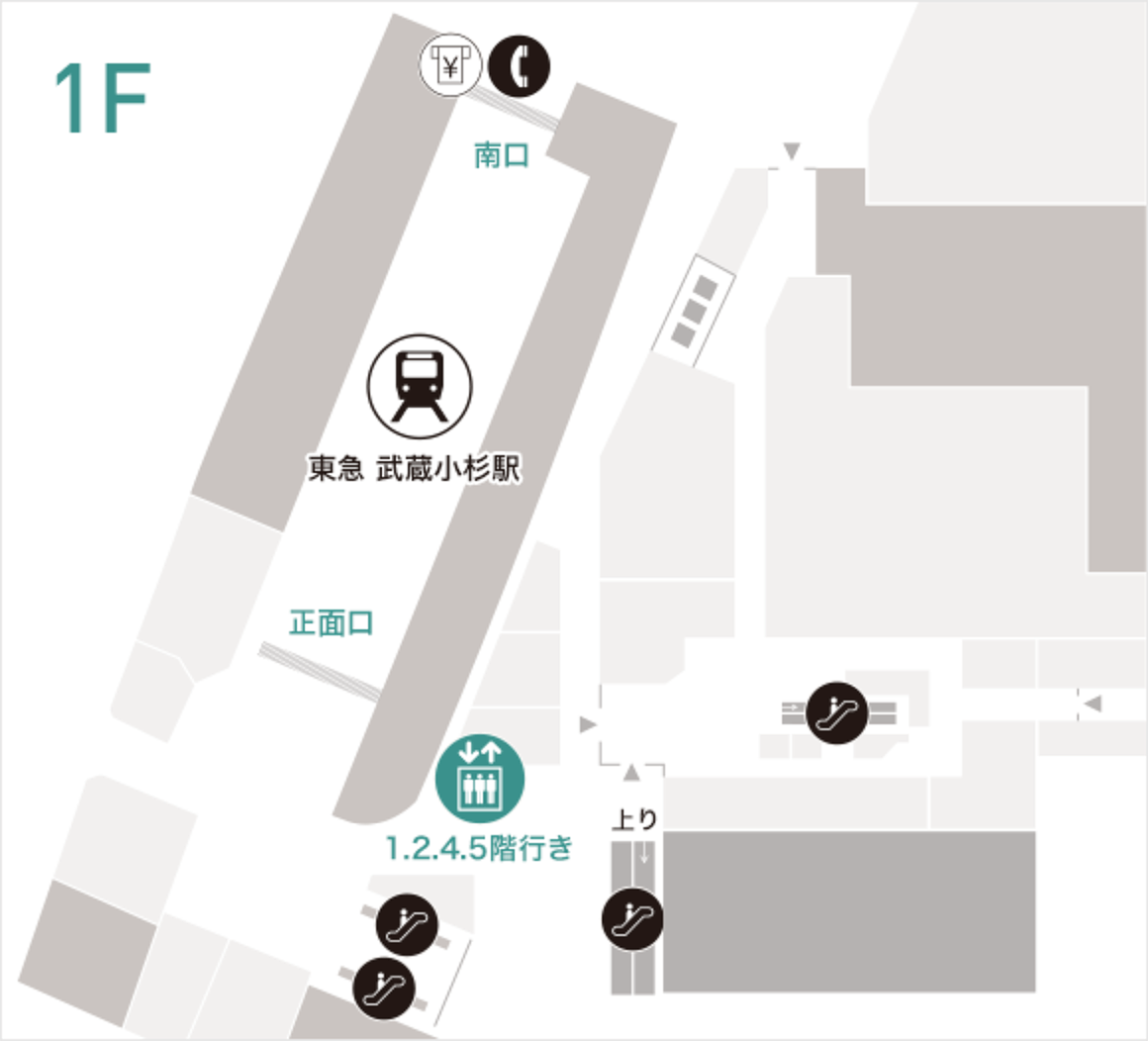 エレベーターもしくは外のエスカレーターをご利用ください。