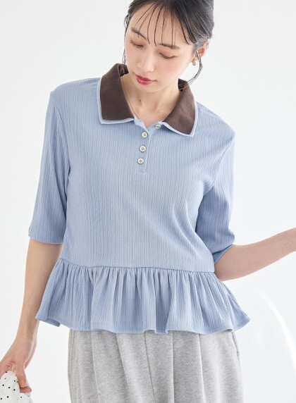 バイカラーの襟がかわいい🎀トップス🫧