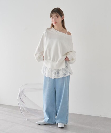 春まで可愛いオフショルスウェット♡