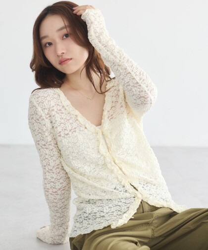 🎀レース×フリルで大人可愛い♡万能カーディガン✨