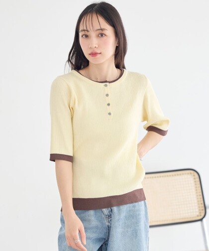 配色デザインが映えるニットトップス🌈