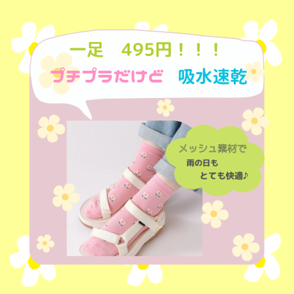 『プチプラだけど吸水速乾ソックス』雨の日も、暑い日も安心🌻✨✨