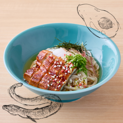 【めん色　新メニュー紹介】ちょっぴり贅沢なおうどん　うな玉の冷やしかけうどん