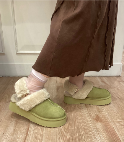 もこもこ☁️厚底ムートン2wayサンダル