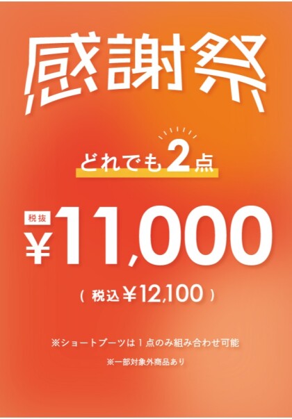 感謝祭！！【2点11,000円（税抜）】