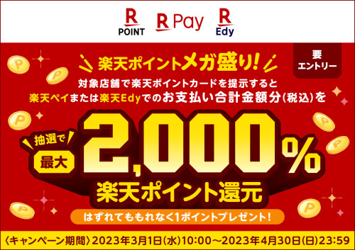 楽天ポイントメガ盛り！抽選で最大2,000％楽天ポイント還元