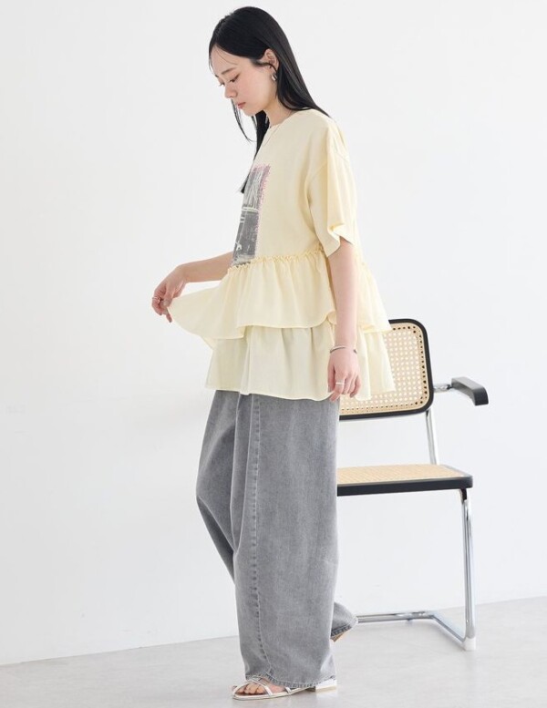 一枚で今どきコーデ✨ドッキングTシャツ