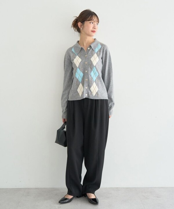 上品レトロなアーガイルカーディガン🧶