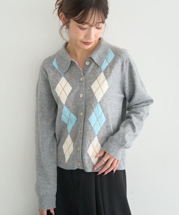 上品レトロなアーガイルカーディガン🧶