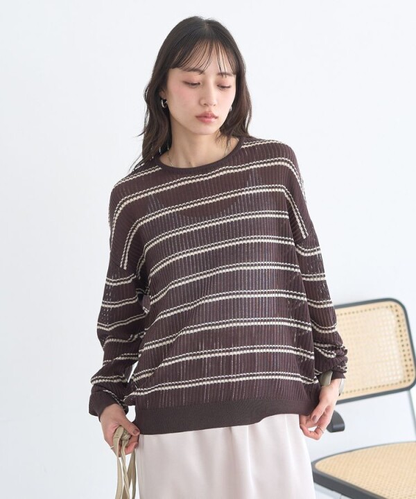 ゆるっと大人かわいい♡ボーダーニットプルオーバー🤎