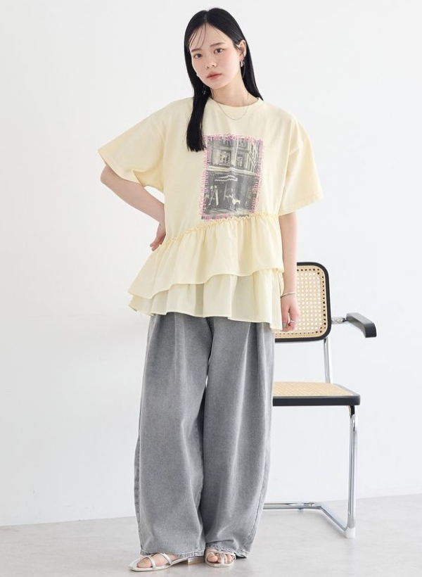 一枚で今どきコーデ✨ドッキングTシャツ