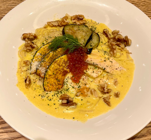 サーモンとくるみのかぼちゃクリーム