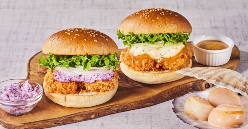 焦がしバター醤油タルタル/赤しそタルタル 2種が選べる【ホタテフライバーガー】新登場！